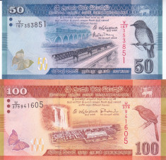 Bancnota Sri Lanka 50 si 100 Rupii 2015/2016 - P124/125 UNC ( set 2 bancnote ) foto