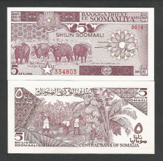 SOMALIA 5 SHILIN / SHILLINGS 1987 UNC [1] P-31c , necirculata foto