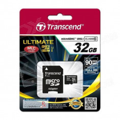 Card Transcend microSDHC 32GB Class 10 UHS-I 600x cu adaptor SD foto