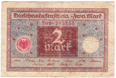 Germania bancnota 2 MARK MARCI 1920 nuanta ALBASTRU/MARO foto