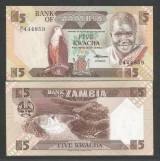 ZAMBIA 5 KWACHA 1980 1988 ND UNC [1] P-25d , necirculata foto