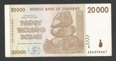 ZIMBABWE 20000 20.000 DOLARI DOLLARS 2008 [3] P-73a , XF+ foto