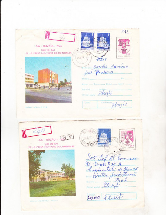 bnk ip Lot 2 intreguri postale 1976 - circulate - Buzau
