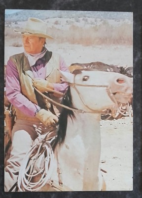 ROMANIA - JOHN WAYNE IN FILMUL COWBOY. ILUSTRATA MNH (C.P.34) foto