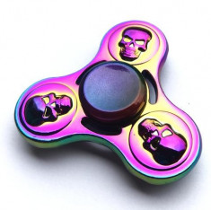 Jucarie Metalica Anti-Stres Fidget Spinner Multicolor Cranii foto