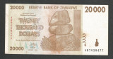 ZIMBABWE 20000 20.000 DOLARI DOLLARS 2008 [8] P-73a , VF