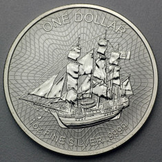 Moneda/lingou argint - 1 Cook Dollar, Bounty Sailing Ship 2017 foto