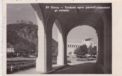 DEVA VEDERE SPRE PARCUL COMUNAL SI CETATE FOTOFILM CLUJ CIRCULATA 1937 foto