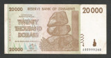 ZIMBABWE 20000 20.000 DOLARI DOLLARS 2008 [9] P-73a , VF