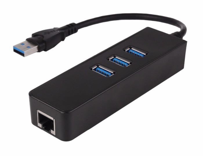 Adaptor USB - RJ45 + 3 porturi USB 3.0 placa de retea GIGABIT 10/100/1000 Mbps