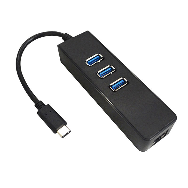 Adaptor USB-C 3.1 Type-C la RJ45 + 3 porturi USB 3.0 placa de retea GIGABIT  | Okazii.ro