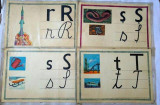 Planse didactice cu litere din alfabet, anii &#039;80, vechi, vintage, colectie