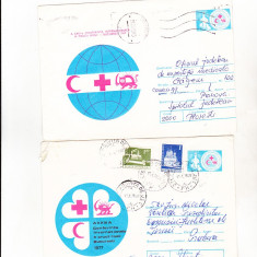 bnk ip Lot 2 intreguri postale 1977 - circulate - Crucea Rosie