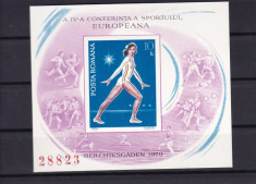 ROMANIA 1979 LP 989 A IV-a CONFERINTA EUROPEANA A SPORTULUI COLITA NEDANT MNH foto