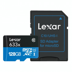 Card de memorie Lexar High Performance 633X micro SD cu adaptor SD 128 GB Clasa 10 foto