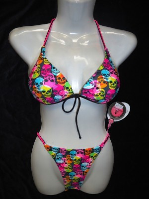 COSTUM BAIE DAMA 2 PIESE CAP MORT CRANII SUTIEN PUSH-UP COLECTIE NOUA foto