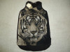 Tricou Dama Negru Animal Print Tigru Bej, Maneca Scurta, Spate Transparent Dantela, Elegant Casual, Marimi S/M, L/XL
