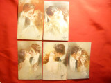 Set 5 Ilustrate de autor, semnate - Scene Romantice ,Italia Milano