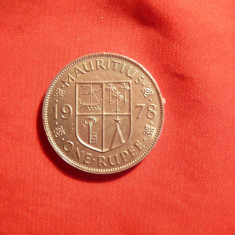 Moneda 1978 -1 Rupie Mauritius Colonie Britanica , d= 3 cm , metal alb