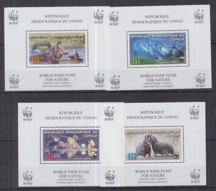 DR CONGO 2006 WWF FAUNA PROTEJATA HIPOPOTAMI - COTA MICHEL 80 EURO