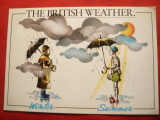 Ilustrata comica - British Weather - Vremea in Anglia iarna si vara, Necirculata, Printata