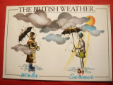 Ilustrata comica - British Weather - Vremea in Anglia iarna si vara