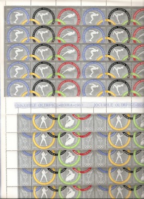 SD Romania 1960 LP494+494a-J.O. Roma (I),dantelat, coli 15 serii, cu erori foto