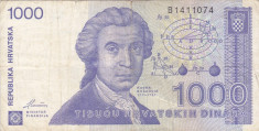 CROATIA 1.000 dinara 1991 VF-!!! foto