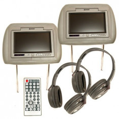 SET 2 TETIERE MONITOR TFT 7 INCH + DVD +CASTI foto