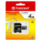 MICRO SD CARD 4GB CU ADAPTOR TRANSCEND