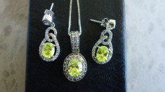 VAND SET SUPERB DIN ARGINT SOLID 925,MARCAT,CU PERIDOT SI TOPAZ,TOATE NATURALE foto