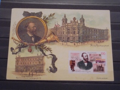 GERMANIA- COMEMORATIVA- DR. V. STEPHAN CREATORUL RECHSPOSTAMT.- NECIRCULATA. foto