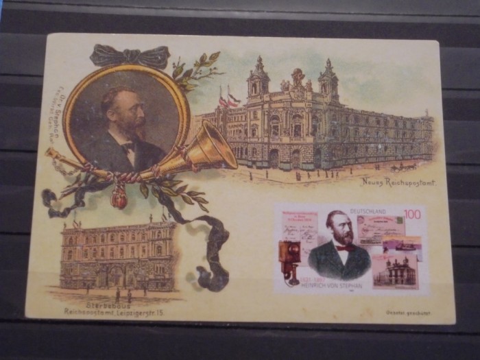 GERMANIA- COMEMORATIVA- DR. V. STEPHAN CREATORUL RECHSPOSTAMT.- NECIRCULATA.