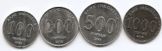 Indonezia Set 4 - 100, 200, 500, 1.000 Rupiah 2016 - KM-New UNC !!! foto