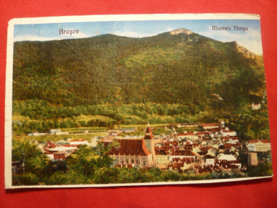 Ilustrata Brasov - Orasul si Muntele Tampa , Ed. I.Gh. 1932 color foto