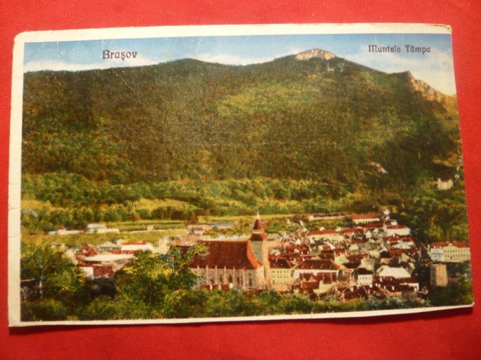 Ilustrata Brasov - Orasul si Muntele Tampa , Ed. I.Gh. 1932 color