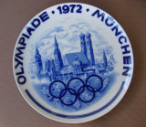 Impresionanta farfurie decorativa cu olimpiada din Munchen 1972 din kobalt, Farfurii