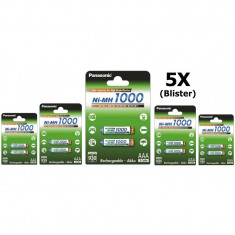 Panasonic 1000mAh AAA Rechargeable Battery NiMH Continutul pachetului 5 x Blister foto