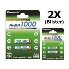 Panasonic 1000mAh AAA Rechargeable Battery NiMH Continutul pachetului 2x Blistere foto