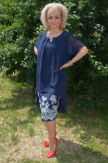 Rochie (Culoare: BLEUMARIN-ALB, Marime: 46) foto