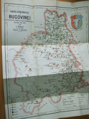Harta etnografica a Bucovinei 1910 romani ruteni hutani evrei nemti maghiari foto