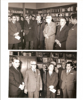 Lot 2 poze originale lansare carte D-tru Ghise - Existentialismul francez, 1970 foto