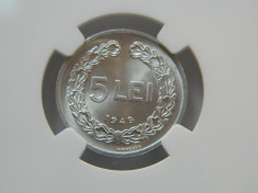 5 lei 1949 NGC MS64 foto