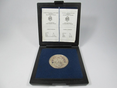Medalie a 115-a Aniversare a BNR 1880 1995, ARGINT, caseta foto