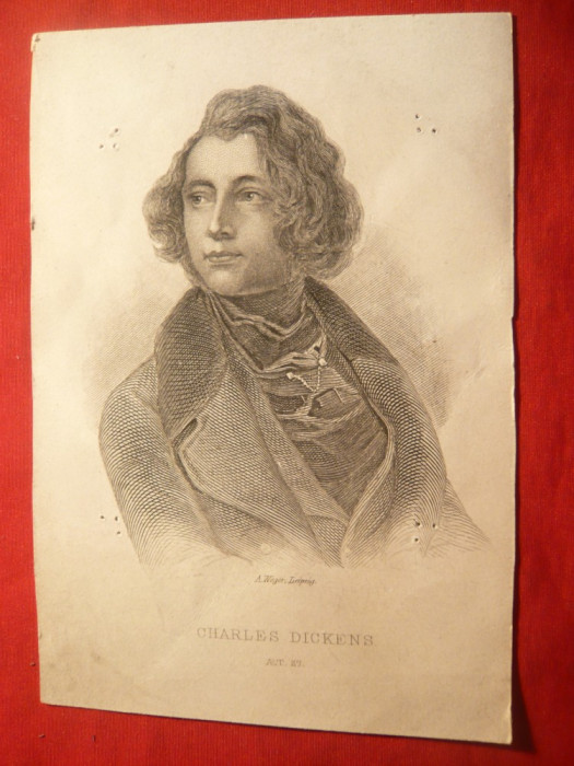 Ilustrata -Personalitati-Gravura- Ch.Dickens de A.Weger - Leipzig