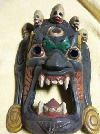 Masca veche tibetana Mahākāla,lemn-papier-m&acirc;ch&eacute;-Buthan,ritualica