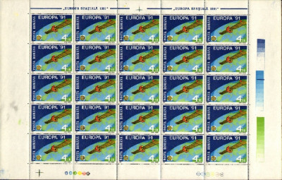 SD Romania 1991 LP1252- EUROPA - CEPT, coala de 25, MNH foto