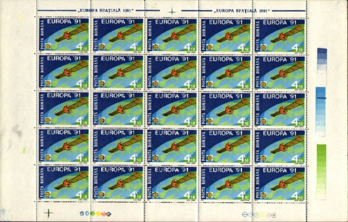 SD Romania 1991 LP1252- EUROPA - CEPT, coala de 25, MNH