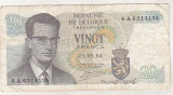 Bnk bn Belgia 20 franci 1964 circulata