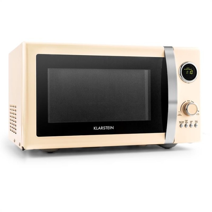 Klarstein Fine Dinesty, 1000 W, 23 L, cuptor cu microunde 2 in 1, retro, 12 programe, crem foto mare Klarstein Fine Dinesty, 1000 W, 23 L, cuptor cu microunde 2 in 1, retro, 12 programe, crem foto mare